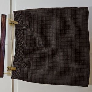 Eddie Bauer Brown Plaid Wool Skirt